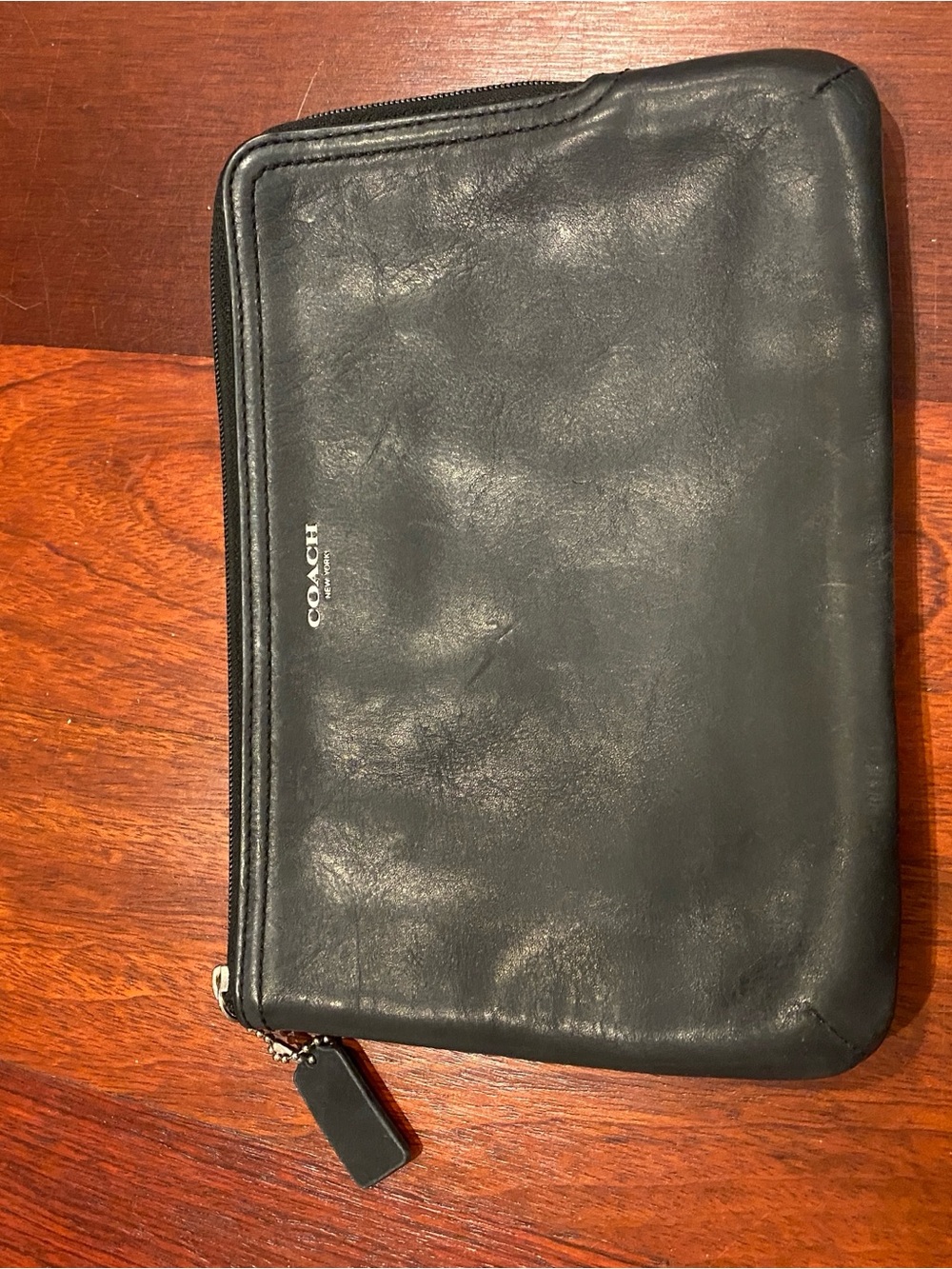 Coach Black Leather Zip Travel Pouch